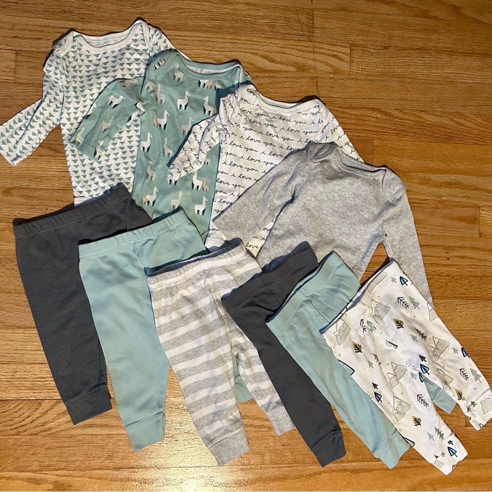 Cloud island 3-6 month baby infant wardrobe onesies and pants set